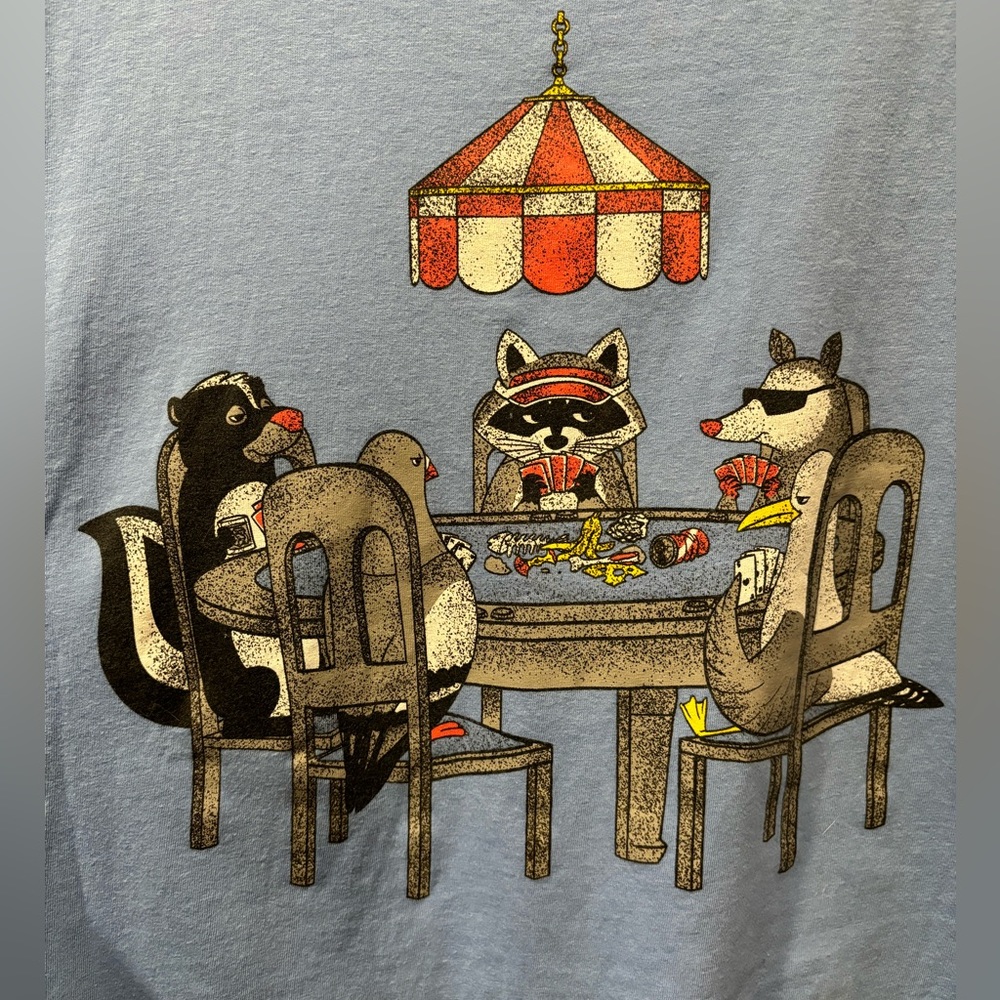 Graphic T-shirt Animals Playing Card Poker Game Gambling Size Large